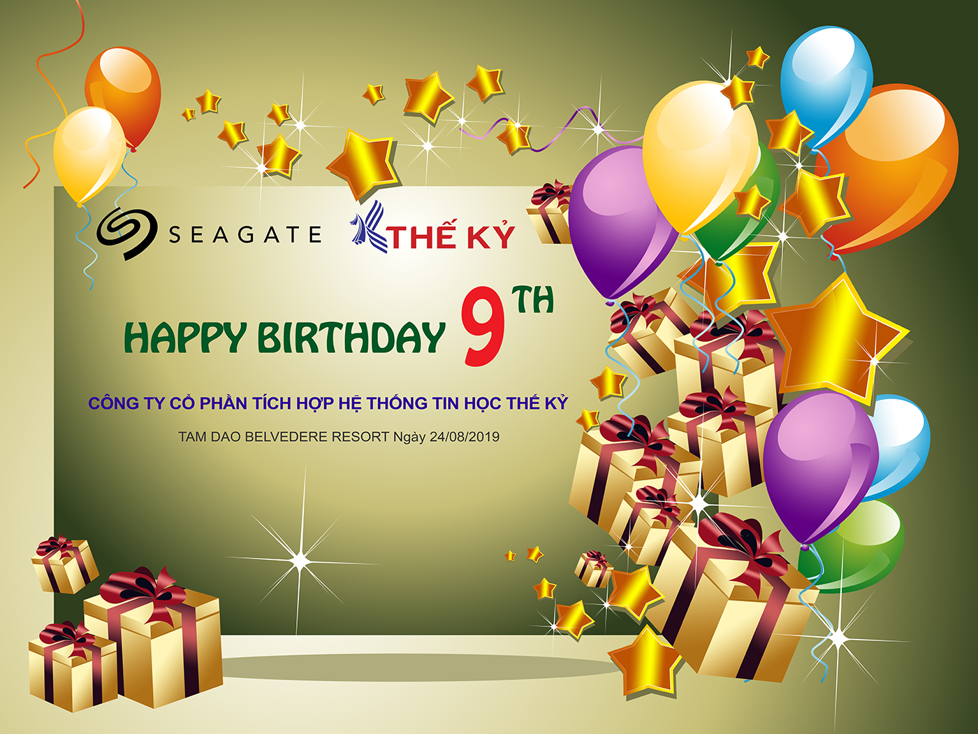 Phông nền sinh nhật công ty Alpha7year  gudecoratecom