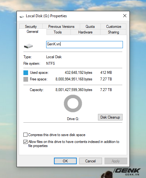 Dung lượng thực trên HDD Seagate NAS 8TB.